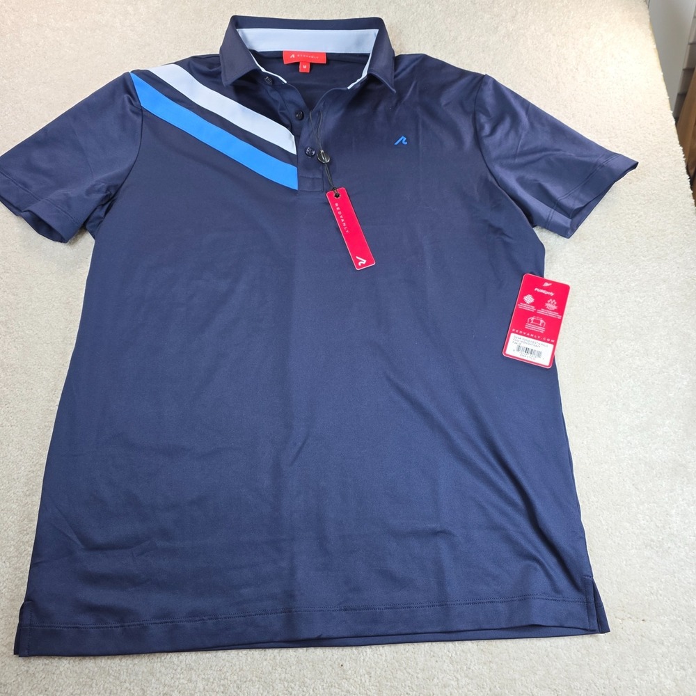 Redvanly Westin Polo Shirt Mens M Midnight Navy Stretch Short Sleeve Logo NWT
